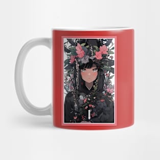 Aesthetic Anime Girl Pink Rosa Black | Quality Aesthetic Anime Design | Chibi Manga Anime Art Mug